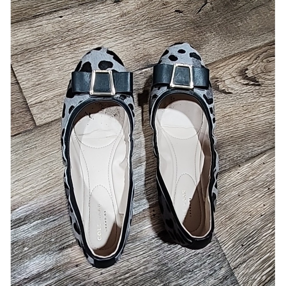 Cole Haan Womens Leopard Calf Hair Patent Leather Wedge Shoes 9.5 B Cheetah Gray - Picture 9 of 13
